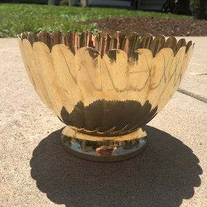 Vintage Solid Brass Scalloped Planter